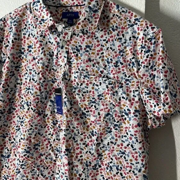 Apt.9 Size XXL MENS pink Blue white button down Shirt NWT - Picture 4 of 6